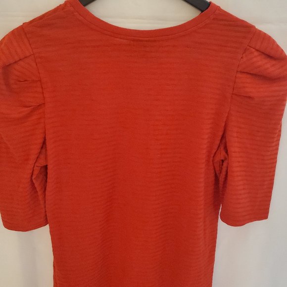 Who What Wear Red Longer Short Sleeve Top with Puffed Shoulders Size L - Picture 12 of 15